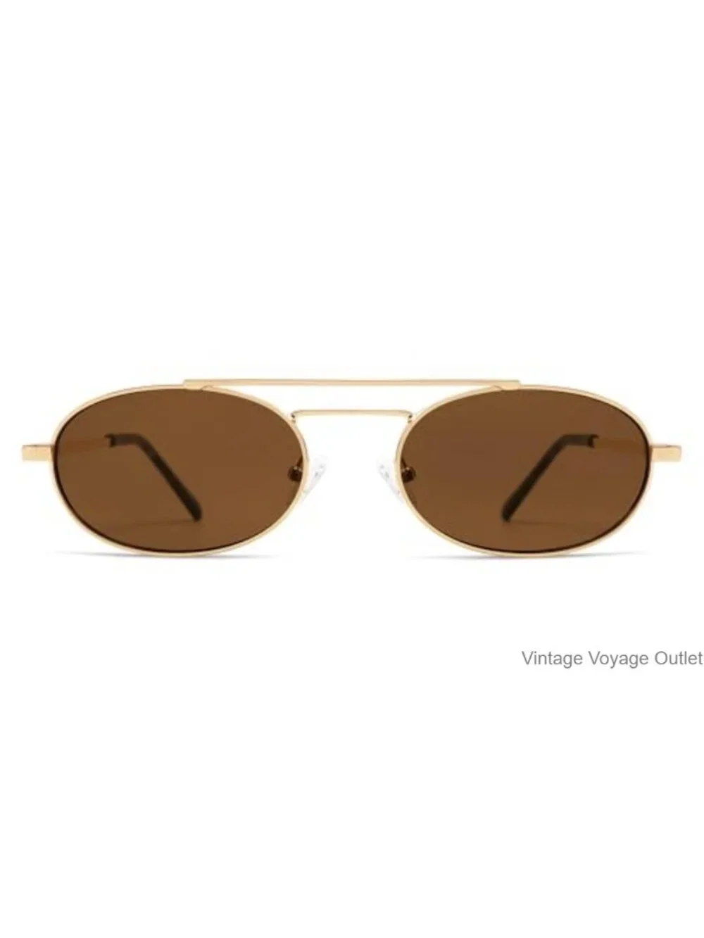 Retro Oval Sunglasses 90S Narrow Vintage Double Bridge